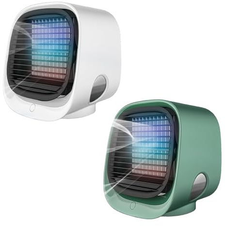 Aira Breeze Luftkühler, Air Breeze Klimaanlage, Luftkühler mit Wasserkühlung Klein, Tragbarer Klimaanlagenventilator, USB-betriebener Klimagerät für Familie, Reisen (Grün+Weiß)