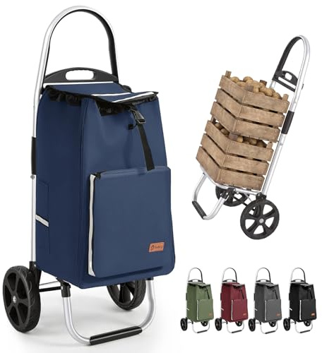 Sekey Einkaufstrolley klappbar, XXL Einkaufstasche mit Kühlfach, | faltbarer Einkaufswagen, Shopping Trolley für Einkauf, Camping, Picknick und Outdoor, Blau