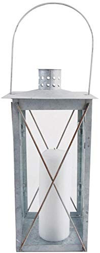 Esschert Design Altzink Laterne 35cm, Zink, 17.2 x 17.2 x 36.5, OZ07