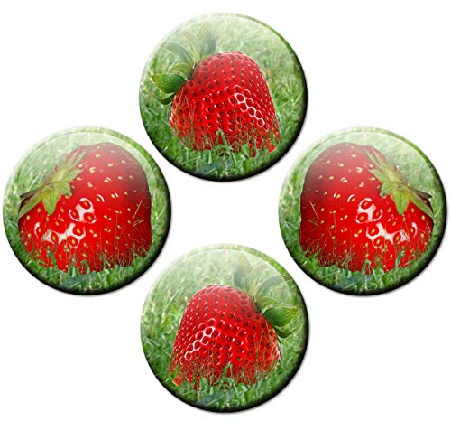 Kühlschrankmagnete Erdbeeren 4er Geschenk Set Magnete Garten Obst Früchte für Magnettafel stark groß Ø 50 mm Rot