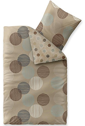 aqua-textil Trend Bettwäsche 155x220 cm 2tlg. Baumwolle Bettbezug Fara Punkte Beige Braun Türkis