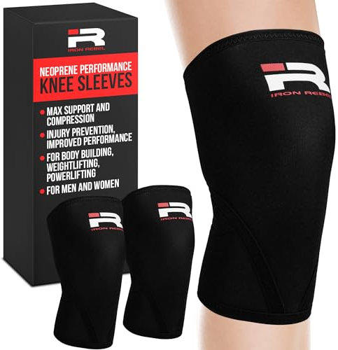 Iron Rebel Ginocchiere nere in neoprene per powerlifting, bodybuilding e allenamento con i pesi, in neoprene da 7 mm