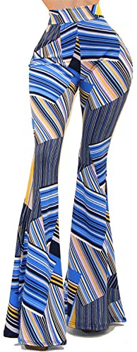 Vivicastle Pantalon à jambes larges évasées pour femme Style bohème, Ii25, lierre/noir, Taille L