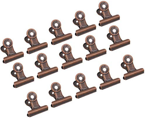 15 Stück rote Kupfer-Bulldog-Klammern, 31 mm Metall-Papierklemme für Korkwand und Fotowand