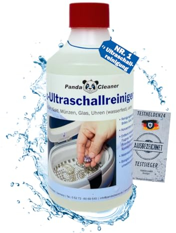 PandaCleaner Ultraschallreiniger für Ultraschallbad - 500ml Konzentrat für Brillen, Dentalprodukte, Gold, Münzen, Glas, Uhren(wasserfest) uvm. | 1L 2L 3L (500ml)