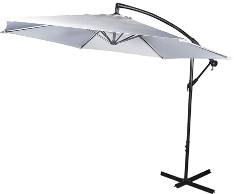 Lifetime Garden Sonnenschirm mit Ständer - Reckteckig Sonnenschutz für Balkon und Terrasse - Neigbarer Strandschirm Groß - Parasol ⌀300 x 300 cm - Grau