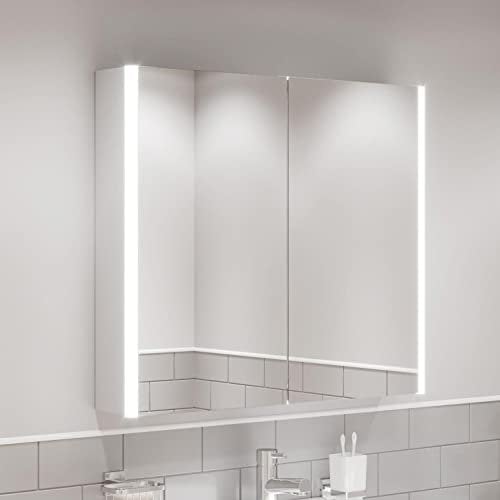 Artis® 600 x 700mm Bathroom Mirror Cabinet LED Lights Wall Mounted Demister Shaver Illuminated Mirrors for Bathrooms, Mains Powered, Motion Sensor