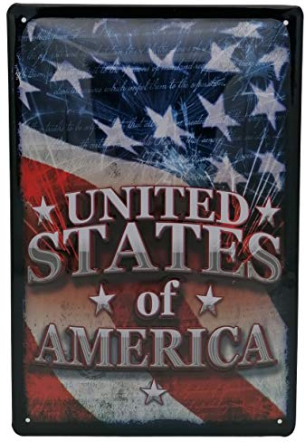 USA Flagge, geprägtes Blechschild 20 x 30 cm, US Diner Retro Style Metall-Schild Magnet
