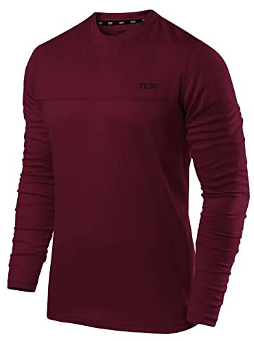 TCA Element Mens Athletic Sports Shirt – Lightweight Breathable Long Sleeve Gym & Running Top - Cabernet, XL