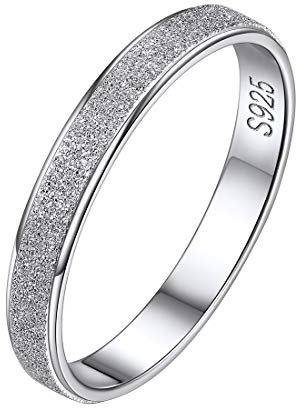 Sterling Silver Womens Rings Wedding Engagement Bands 3mm Solid Silver Band Midi Finger Ring for Mum Daughter Size Q