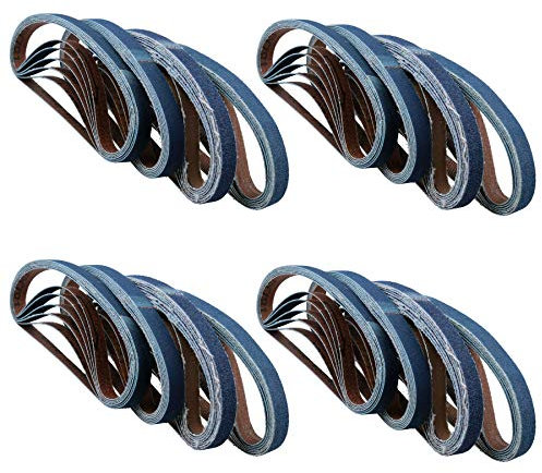 Lot de 100 bandes abrasives en zircone pour ponceuse à air 10 mm x 10 mm Grain mixte 330 mm x 10 mm