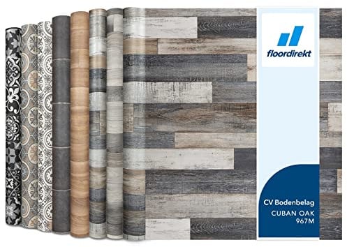 Floordirekt PVC Bodenbelag Meterware nach Maß Vinylboden, CV Linoleum für Küche & Balkon in Holzoptik, Fliesenoptik, Steinoptik - robust & pflegeleicht 100 x 700 cm | Plaza | Cuban Oak 967m