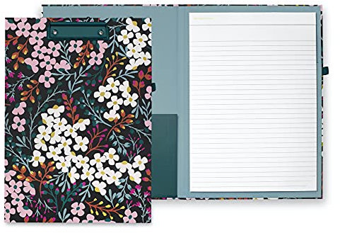 Kate Spade New York Portapapeles con clip de perfil bajo, portafolio profesional que incluye bloc de notas forrado, bucle para bolígrafo y bolsillo, floral otoñal