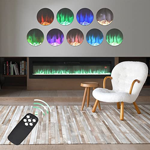 FIDOOVIVIA 40 Inch Electric Fireplace Insert/Wall Mount/Freestanding Fireplace Heater with 9 Flame Colour Effect & Remote Control, 900/1800W, Black
