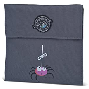 Carl Oscar Pack n' Snack Sandwich Bag mit Magnetverschluss Wiederverwendbare Sandwich-Tüte Toast-Beutel für Panini Snacks Pausen-Brot, 18 x 18 x 0,5 cm GRAU