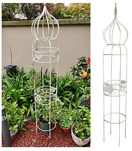 Gartenobelisk Rosenspalier, Vintage Pflanzen Klettergerüst Freistehend, Tower Obelisk Ranksäule Für Kletterpflanzen, Blumen, Rosen, Weinreben, Weiß (Size : 150cm/59in)