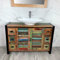Wooden Bathroom Vanity with Sink and 6 Drawers - Double Door Bathroom Sink Cabinet Wash Basin - Urban Chic Single Vanity Unit with Chromed Mixer Tap - Large Rectangle Bowl (IRF02BCB016)