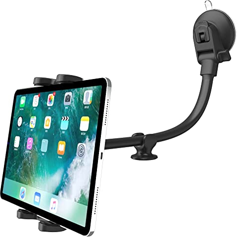 Cuxwill Tablet-Halterung für Auto-/LKW-Windschutzscheibe, langer Arm, Armaturenbrett-Halter mit drehbarem Saugnapf und Anti-Shake-Anti-Schütteln für iPad Pad Pad Pad Pro 12.9 Z-Faltung. ire HD