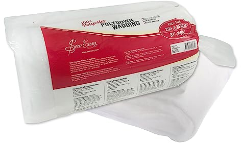 Sew Easy Quilt-Polydown-Wattierung, 100% Polyester, waschbar, volle Größe 205,7 x 243,8 cm 81 x 96 Zoll