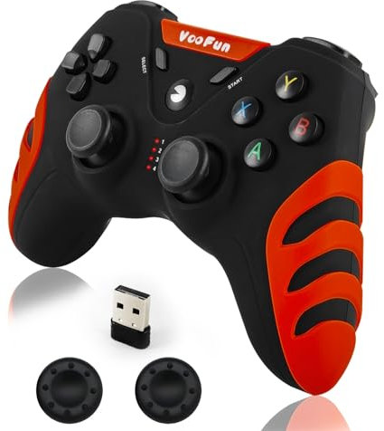 VooFun Controller PC Wireless, PS3 Controller Gamepad PC mit Hall Effekt Joystick(No Drift), Dual Vibration, 2,4g Gaming Controller für Windows 8/10/11, PS3, Steam, Android TV, TV Box, Raspberry Pi