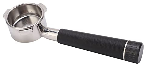 54mm Bottomless Portafilter, 3 Ears Stainless Steel Coffee Portafilter, Bottomless Portafilter 54mm, Coffee Machine Accessories for Breville 8 Series (Black)
