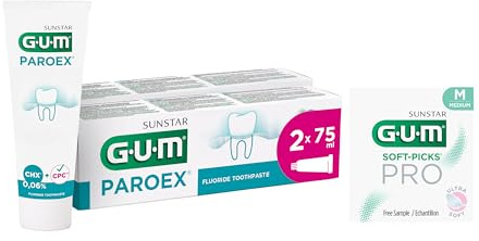 GUM PAROEX 0,06% Maintenance Toothpaste | Advanced gum Care | Dual antiplaque Action | soothes Sensitive Gums | Supports gum Health & Prevents Cavities | 2x75ml (with 1 Bonus Sample)