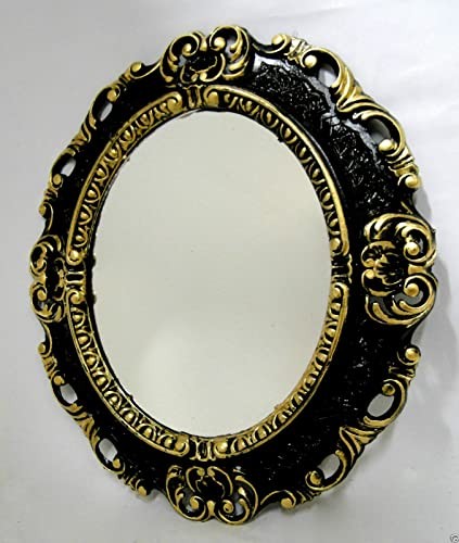 Bilderrahmen Antik Gold Rechteckig 45x37 Foto Spiegelrahmen Gemälderahmen Barockrahmen 24 x 30 cm Prunk rahmen 3045Oval Rahmen (Schwarz- Gold)