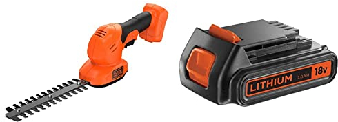 Black+Decker Akku Gras- und Strauchscheren-Set BCSS18B BCSS18B-XJ schwarz/orange & Li-Ion Slidepack Akku BL2018