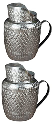 RAKUTE Jarra de Metal Decorativa for Servir en Bote, Salsa, té, Crema, Leche, Bebida, Jarra, Agua, Hielo, hogar, Jugo, Protector, Mango de Espresso, garrafas, Restaurante rústico Jarra (Color : Silve