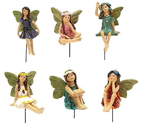 LSRVNM 6 Stück Harz-feen Statuen Zubehör, Fairy Garden Miniatur Feen Figuren Elfen, für Garten Outdoor Blumentopf Puppenhaus Deko