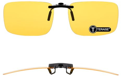 TERAISE Clip-on Nachtfahrbrille, Blendschutz Männer und Frauen Nachtsichtbrille, Reduziert effektiv Blendung von Entgegenkommenden Scheinwerfern(60 * 41mm)