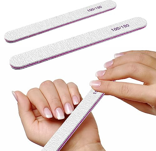 Lima de uñas de grano 100/180, 2 limas de uñas profesionales, reutilizables, de doble cara, herramientas de uñas para aseo y peinado de uñas (44)
