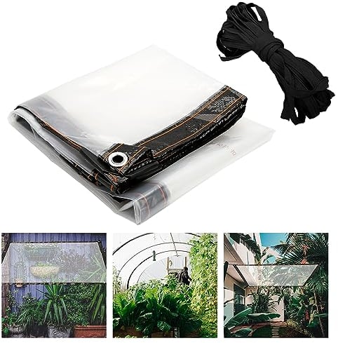 Daromigo 3x4m Abdeckplane, Transparente Plane Mit Ösen, wasserdichte Plane Windschutz Regenschutz, Faltbar Wetterfeste StrapazierfäHige, für Pavillon Gewächshaus, Outdoor-Möbelzubehör