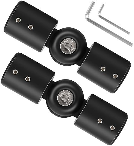 Barnaous Gardinenstangen-Eckverbinder,Verstellbarer Gardinenstange verbinder für Erkerfensterjalousien mit 1 inch Schwarz Edelstahl（Schwarz）