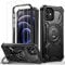 Lanhiem für iPhone 12/12 Pro Hülle mit 2 Stück Schutzfolie, 360 ° Ring Ständer Schutzhülle, Militärischer Stoßfest Handyhülle für iPhone 12/12 Pro Case, Schwarz