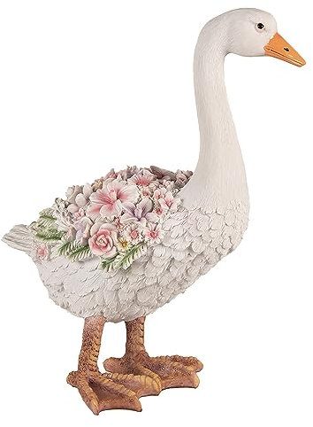 Clayre & Eef Figur Gans 45 cm Weiß Rosa Polyresin Dekofigur