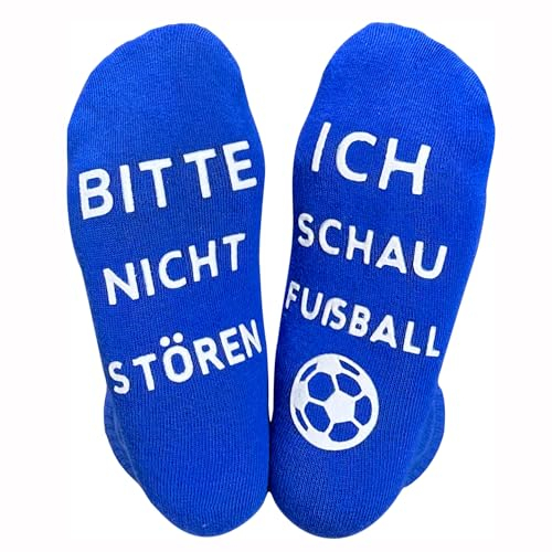 Himozoo Neuartige Lustige Socken Fussball Geschenke, 'BITTE NICHT STÖREN, ICH SCHAUE FUSBALL' Funny Socks für Männer Frauen Fußballliebhaber Geschenke (Blau)
