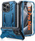 FNTCASE für iPhone 15-Pro-Max Hülle: Military Grade Handyhülle mit Ständer Multifunktion Schutzhülle mit Kameralinsenschutz Outdoor Case für iPhone 15 Pro Max Cover 6,7 Zoll (B-Blau)