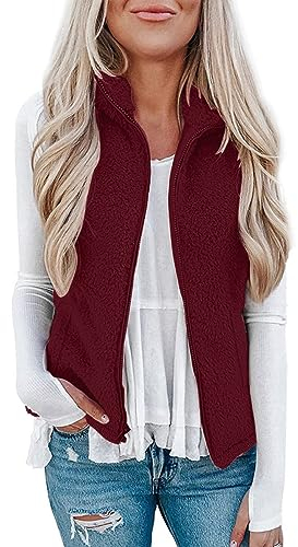 MGSFGlk Teddy Fleece Weste Damen,Herbst Winter Warm Ärmellos Westen Pelzjacke & Leicht Casual Einfarbig Damenweste Herbstmantel Teddyjacke Oversize Kuscheljacke Kuschelpullover Warm Plüschjacke