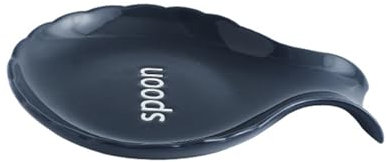 Soulnioi Spoon Rest Ceramic Spoon Holders Utensil Rest Stand Kitchen Counter Rest with Mini Handle for Spoons, Tongs, Spatula - Navy Blue