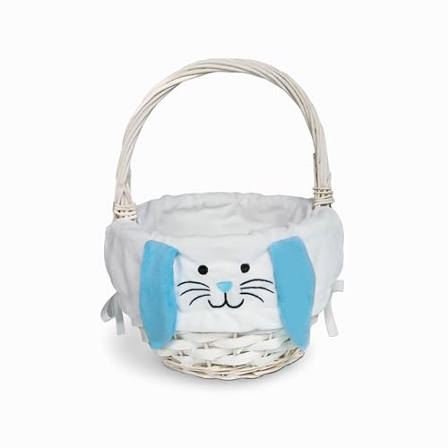 Wickerfield Easter Basket Wicker Basket with Handle for Easter Egg Hunt Kids Children Party Flower Craft Gift (Blue)