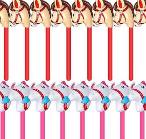 ALEGRE® Aufblasbare Pferdekopfstäbe Luftballons,2 Stk Aufblasbares Pferd Luftballon,Pferde Geburtstagsdeko Junge Mädchen,Aufblas Pferde Ballon für Geburtstag,Baby Shower,Cowboy Thematische Party Deko