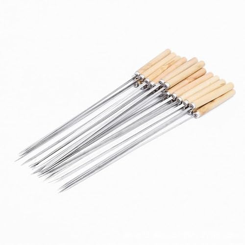 Spiedini di Kebab Spiedini per Barbecue Spiedini per Barbecue Bastoncini in Acciaio Inossidabile Riutilizzabili con Manico in Legno Ideali per Shish Kabob, Pollo, gamberetti e Verdure,30PCS