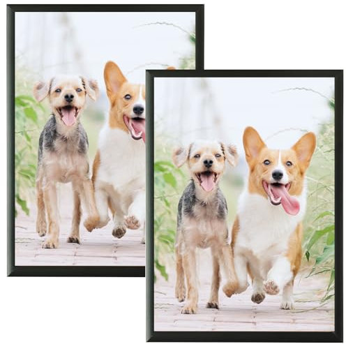 A5 Black Aluminium Picture Frame, 2 Pack - 15x21cm Photo Frame for Wall Mount or Table Top Display