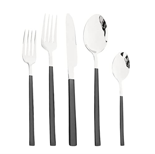 Set di posate 10 pezzi 2 set Set di posate in oro nero Set di posate in acciaio inossidabile Posate Coltello a specchio Forchetta da dessert e posate da viaggio portatili Stoviglie in acciaio ino