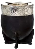 Generic Gourd Imperial Mate Tasse, gefüttert mit argentinischem Leder und doppelter Nickel-Silberhülse, kurz, schwarz