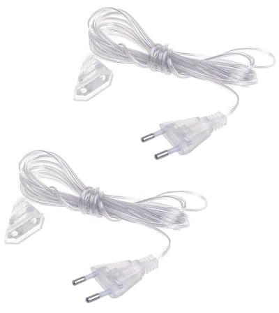 parallelower 2 Stück 5m Verlängerungskabel Flachstecker 2 Adrig Verlängerungskabel Kabel Transparent Anschlusskabel mit Stecker Eurostecker Verlängerung für LED-Licht und Den Außenbereich 220v