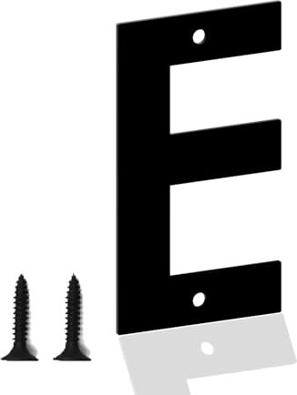 Hausnummern, Hausnummernschild, Hausnummer Schwarz, Metallbuchstaben, Briefkasten mit Hausnummer, Hausnummer Schild, Moderne Metallhausnummer für Häuser, Türen, Außenbereich(17.7cm, E)