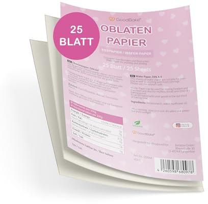GoodBake Oblatenpapier, 25 Blatt, DIN A4, Esspapier zum Bedrucken, Bemalen, Wafer Paper, essbare Tortendeko, Fototorten, vegan, glutenfrei