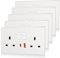 5 Pack CNBINGO USB Type C Double Socket, 20W Max Fast Charging, Double Switched Socket with 20W PD USB C and A, Electric Power Sockets 2 Gang 13 Amp, White Double Wall Outlet
